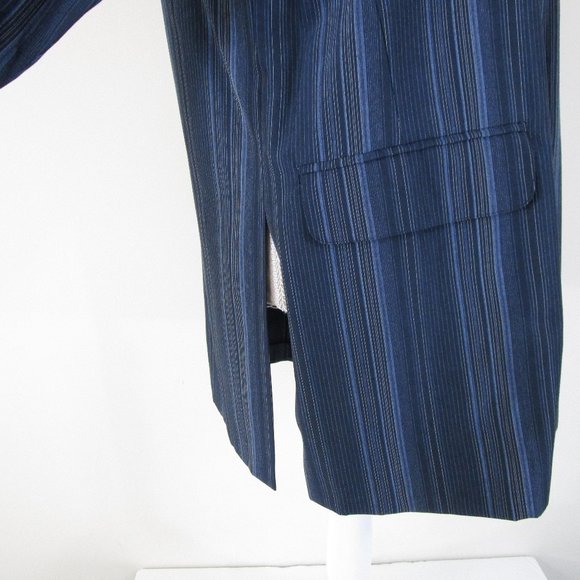 Max Mara Navy Blue Black Striped Wool Blazer Jacket 4 - Picture 6 of 10